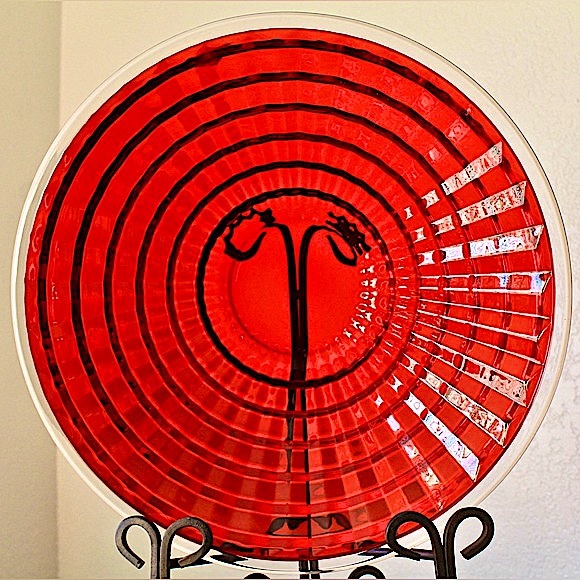 GODINGER FOR SHANNON CRYSTAL CENTURY CRYSTAL CENTERPIECE BOWL RUBY RED 13 1/2 IN - Picture 2 of 7